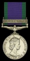 General Service 1962-2007, 1 clasp, Northern Ireland (24756884 Pte L C Ryder LI) mounted as...