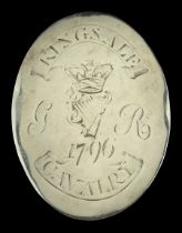 Kingsale Cavalry Officers Shoulder Belt Plate 1796-1814. A silvered oval pattern, engraved...