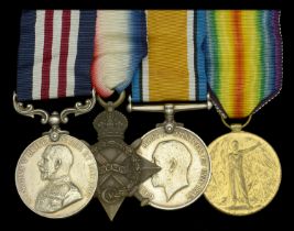 A Great War 'Western Front' M.M. group of four awarded to Sergeant R. Hudson, Royal Field Ar...