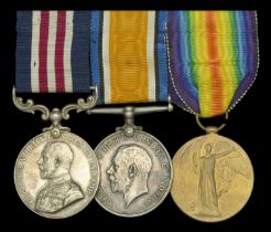 A Great War 'Western Front' M.M. group of three awarded to Acting Corporal A. T. Short, Devo...