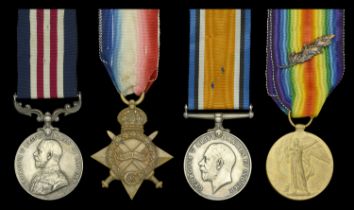 A Great War 'Western Front' M.M. group of four awarded to Private J. Turnbull, Royal Field A...