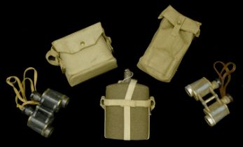 Field Glasses. A pair of Second War desert binoculars (6 x 30), well-used but optics clear...