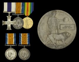 Family group: A Great War 1916 'French theatre' M.C. group of three awarded to Lieutenant...