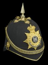 The Northamptonshire Regiment Officer's Blue Cloth Helmet c. 1881-1901. A good example, the...
