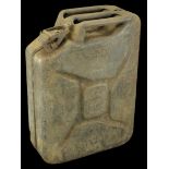 Second War Motoring. Three Second War petrol jerry cans all dated 1944 including a green p...