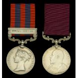 Pair: Sergeant W. Davies, Royal Munster Fusiliers India General Service 1854-95, 1 clasp,...