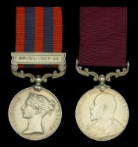 Pair: Sergeant W. Davies, Royal Munster Fusiliers India General Service 1854-95, 1 clasp,...