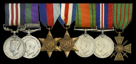 An outstanding and rare Second War 'Dieppe Raid' M.M. group of seven awarded to Corporal C....