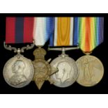 A superb Great War 'Western Front' posthumous D.C.M. group of four awarded to Private C. Pon...