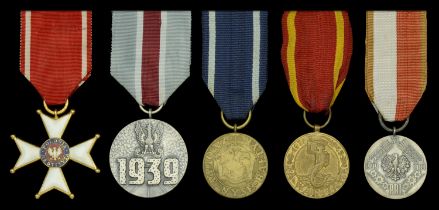 A Polish Order of Polonia Restituta group of five awarded to F. Sadowski, Polish Forces P...