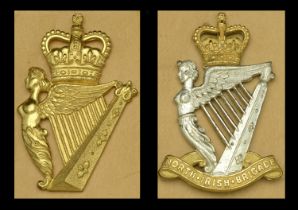 North Irish Brigade Piper's Badge. A post-1953 silver and gilt piper's badge, crowned Erin...
