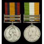 Pair: Sergeant W. Stewart, Cape Town Highlanders Queen's South Africa 1899-1902, 2 clasps...