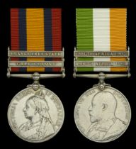 Pair: Sergeant W. Stewart, Cape Town Highlanders Queen's South Africa 1899-1902, 2 clasps...