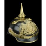 A Bavarian NCO's Pickelhaube A good large size all leather pickelhaube, approximately size...