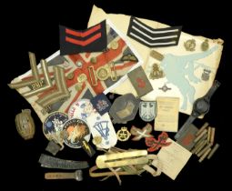 Miscellaneous Militaria. A miscellaneous lot including a post Second War brass Royal Marine...