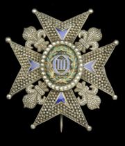 Spain, Kingdom, Order of Charles III, Grand Officer's Star, 70mm x 61mm, silver, gold appliq...