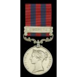 India General Service 1854-95, 1 clasp, Umbeyla (114 I Brocklehurst H.Ms. 101st. Regt.) edge...