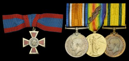 A scarce Great War 'Western Front' A.R.R.C. group of four awarded to Sister Zoe B. Douet, Te...
