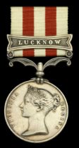 Indian Mutiny 1857-59, 1 clasp, Lucknow (Gunr. Jas. Dickson, Rl. H. Art.) light contact mark...