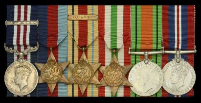 A fine Second War 'North Africa' M.M. and 'Italy' Second Award Bar group of six awarded to G...