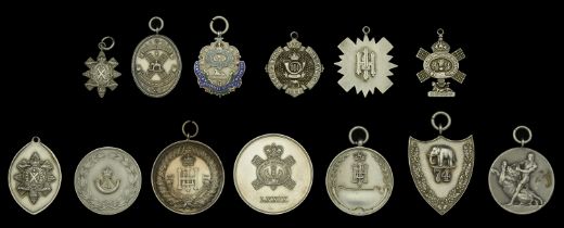 Regimental Prize Medals (13), Highland Light Infantry (10); Cameron Highlanders (3), silver,...