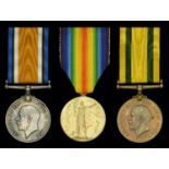 Three: Private A. D. Davies, Northumberland Fusiliers British War and Victory Medals (NCB...