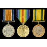 Three: Private W. B. Scoffings, Royal Lancaster Regiment British War and Victory Medals (...