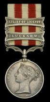 Indian Mutiny 1857-59, 2 clasps, Relief of Lucknow, Lucknow (Gunner Thos Daley, 13th Bn. R....