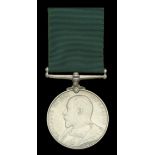 Volunteer Force Long Service Medal, E.VII.R. (4236 Pte. W. Rowe. 2/V.B. D.C.L.I.) impressed...