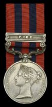 India General Service 1854-95, 1 clasp, Pegu (Revd. J. V. Bull. Chaplain. Arty.) small edge...