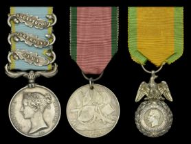 Three: Gunner Joseph Milligan, Royal Artillery Crimea 1854-56, 3 clasps, Alma, Inkermann...