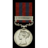 India General Service 1854-95, 1 clasp, Umbeyla (299. H. Maxwell. H.Ms. 71st. Regt.) polishe...