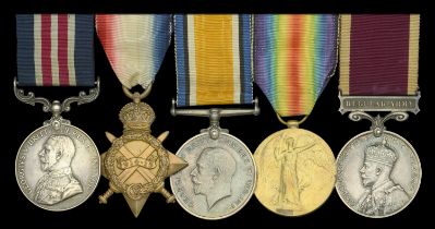 A Great War M.M. group of five awarded to Sergeant W. Hart, â€œLâ€ Battery, Royal Horse Artille...