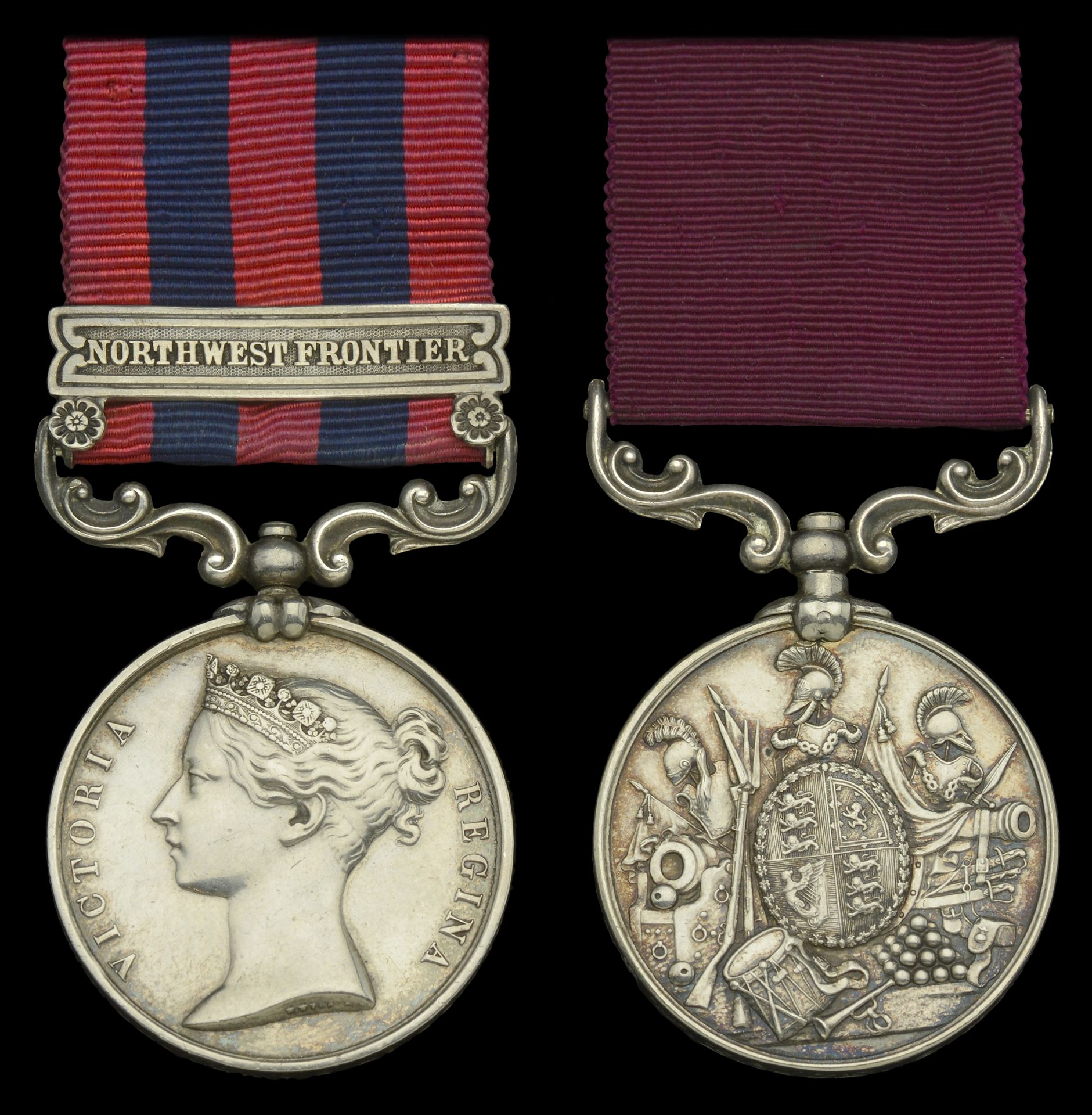 Pair: Gunner W. Bruce, Royal Artillery India General Service 1854-95, 1 clasp, North Wes...