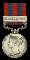 India General Service 1854-95, 1 clasp, Pegu (Bombr. Chas. McGuire. 5th Battn. Arty.) a few...