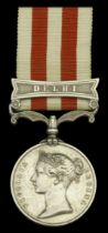 Indian Mutiny 1857-59, 1 clasp, Delhi (Lieutt. J. Fulton Bengal Arty.) naming officially eng...