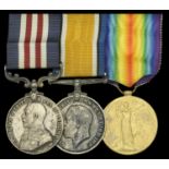 A Great War 'Western Front' M.M. group of three awarded to Gunner H. Hold, Royal Garrison Ar...