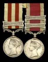 Pair: Gunner James Kerr, Royal Artillery Indian Mutiny 1857-59, 1 clasp, Central India (...