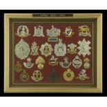 Korean War Cap Badges. An attractive framed collection of cap badges representing those uni...