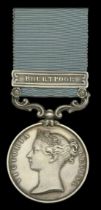 Army of India 1799-1826, 1 clasp, Bhurtpoor (Gunr. Aley Arty.) long hyphen reverse, official...