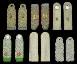 German Army Officers Shoulder Boards. Six matching pairs, comprising Cavalry rank of Leutna...