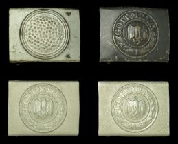 German Second World War Army Buckles. Four buckles, comprising an unusual one-piece stamped...