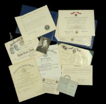 United States of America Bestowal documents, comprising: i) Second War Honorable Discharge...