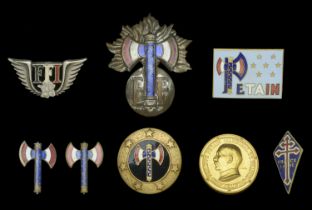 Vichy and Free French Second World War Badges. 5 enamel badges relating to Vichy French and...