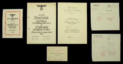 German Second World War Paperwork. Comprising a provisional award citation for a Bulgarian...