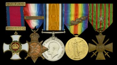 A fine Great War 'Western Front' D.S.O. group of five awarded to Lieutenant Colonel J. A. Sc...