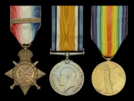 Three: Private W. T. Howe, Suffolk Regiment 1914 Star, with clasp (3-9352 Pte W. T. Howe....