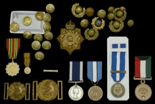 Miscellaneous Royal Navy Insignia. Comprising two Royal Navy belt buckles; various Royal Na...