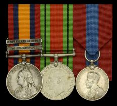 Three: Private A. Snook, Wiltshire Regiment Queen's South Africa 1899-1902, 2 clasps, Tra...