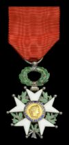 France, Third Republic, Legion of Honour, Chevalier's breast badge, 55mm including wreath su...